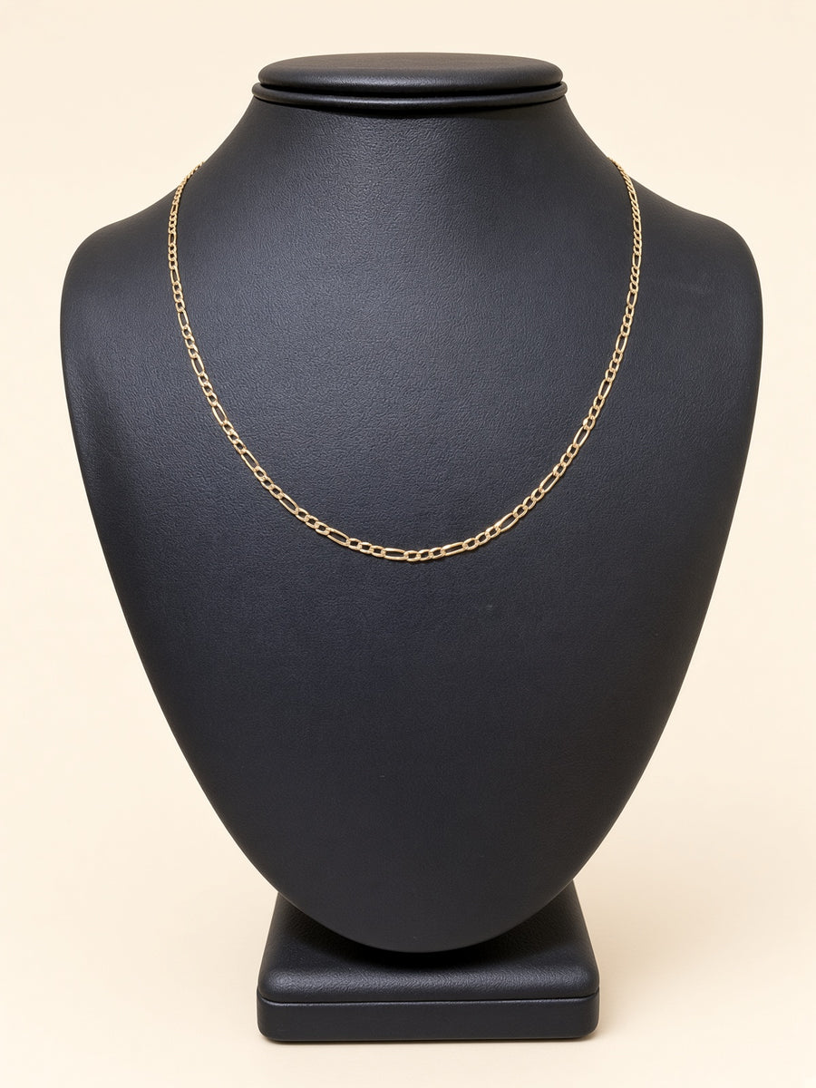 14K Two-Tone Gold Diamond-Cut Figaro Chain – 18" | 2.2mm | R1566