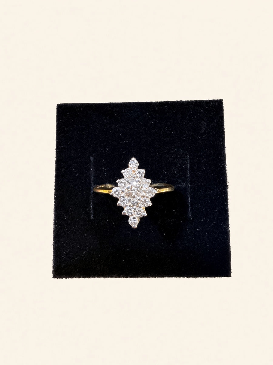 14K Yellow Gold Natural Diamond Cluster Ring – | R1159