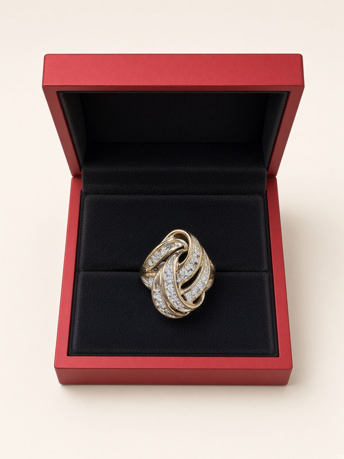 10K Yellow Gold Natural Diamond Swirl Ring – Size 7 | R1361