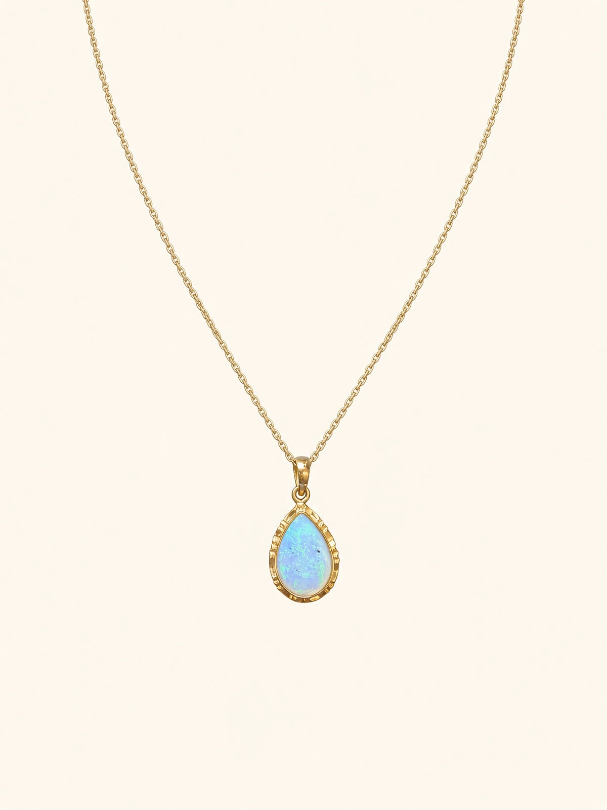 14K Yellow Gold Teardrop Opal Pendant Necklace – 16" | R2196 / R2179