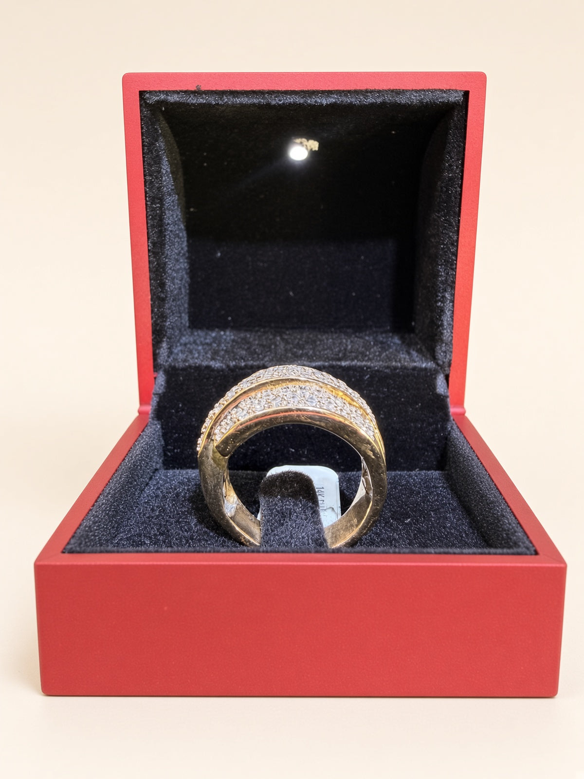 14K Yellow Gold Natural Diamond Wide Band Ring | R1070