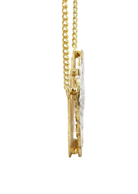 10K Gold Two Tone Diamonds Name Plate Necklace